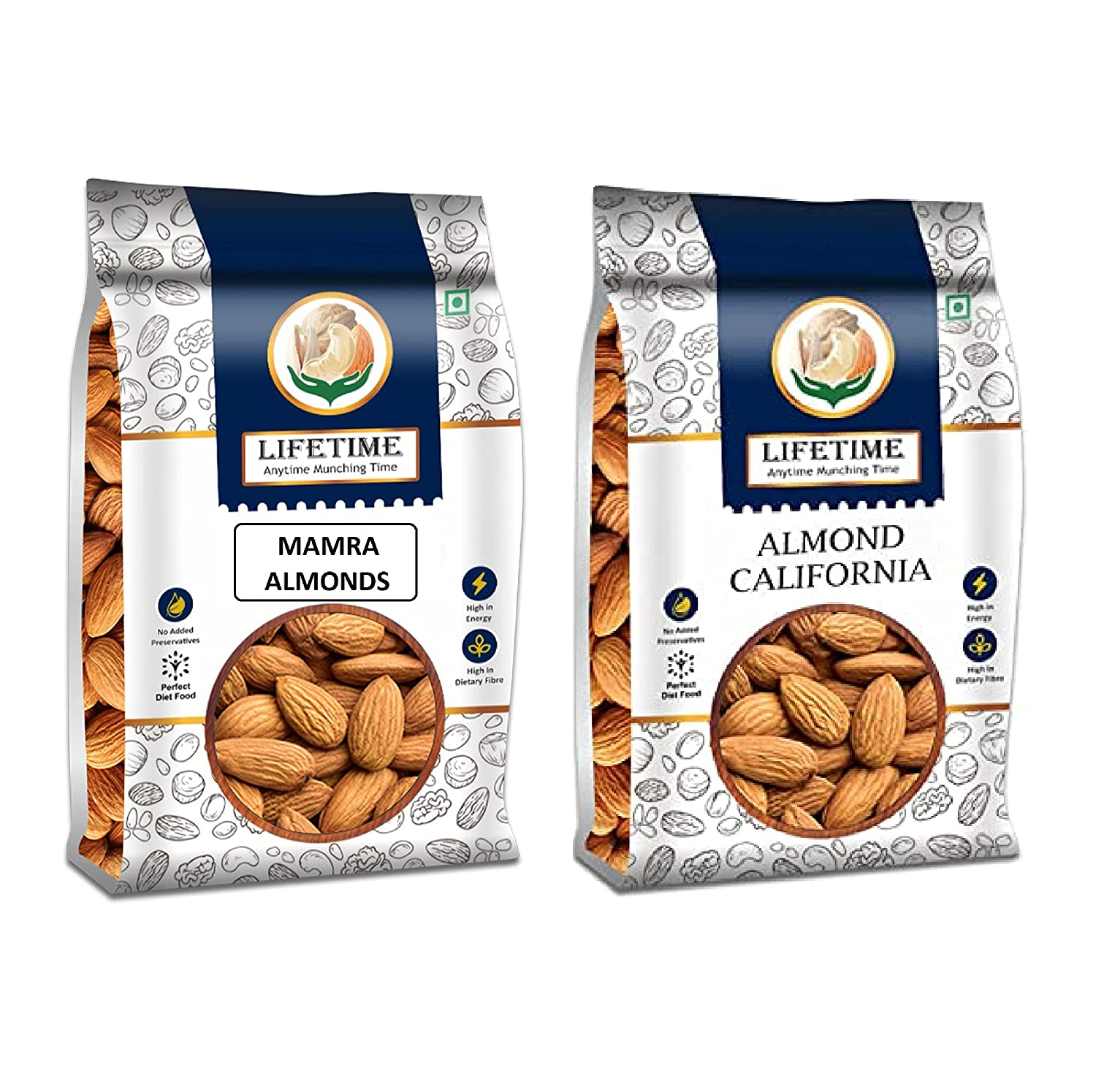 Mamra & California Almonds Combo Pack - 450gm x 2